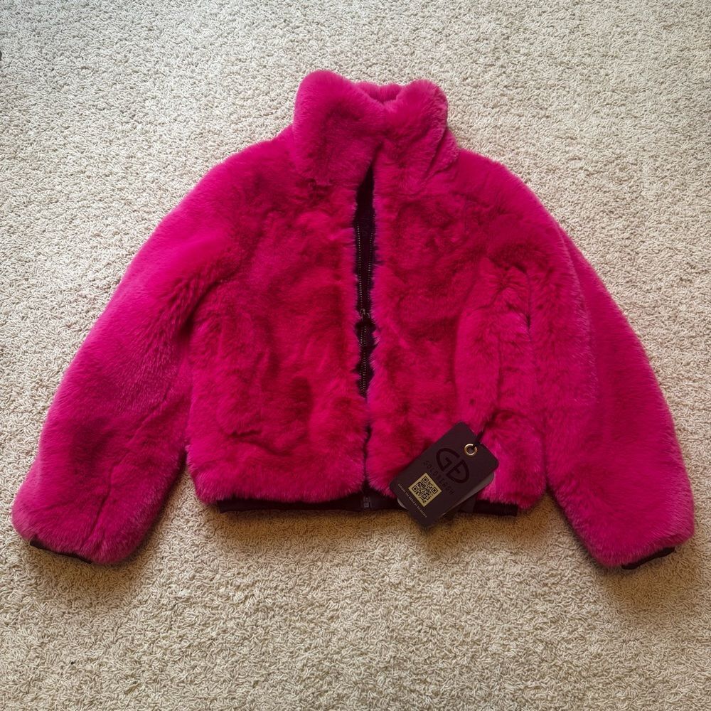 Goldbergh Victoria Faux Fur Puffer Ski Jacket Pink NWT US 6 With Defect